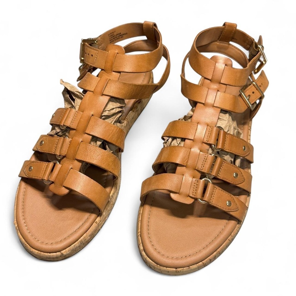 Women's Strappy Crown Vintage Tan Leather Gladiator Sandals Size 11
